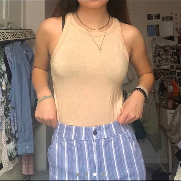 American eagle yellow striped halter tank top - Picture 3 of 4